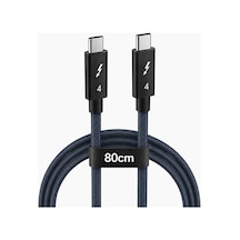 Thunderbolt Type-c To Type-c Kablo 80 Cm, Örgülü Usb-c Veri Ve Şarj Kablosu, Dizüstü Bilgisayar Tablet Telefon Monitör Dock İstasyonu İle Uyumlu Dayanıklı Kablo Zr949