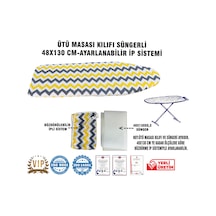 Ütü Masası Kılıfı Vip 48x130 Cm-süngerli Ütü Bezi Ütü Masası Bezi-sarı Gri Zikzak Çok Renkli