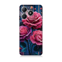 Realme C61 Uyumlu Gece Açan Pembe Güller Desenli Silikon Kılıf Çok Renkli