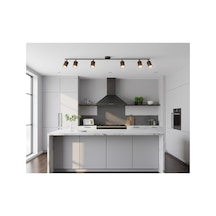 150 Cm Kahverengi Altılı Gu10 Led Spot Tavan Avize Hareketli Başlık Os Ram Tasarruflu Led Masaüstü Siyah