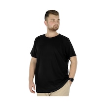 Mode Xl Büyük Beden Likralı T-Shirt Bisiklet Yaka 20149 Siyah 001