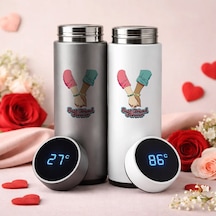Bk Gift Kişiye Özel Best Friend Tasarımlı Dijital Göstergeli Filtreli 2li Çelik Termos 450 Ml -4, Arkadaşa Hediye En İyi Arkadaş Termos Seti Kobitmeye Renkli
