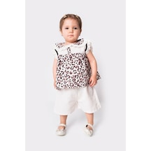 Marvello 18-24 Aylık Kız Çocuk Ve Bebek Leopar Desenli Dantel Yaka Ikili Takım 2 Yaş Alt Üst Çok Renkli