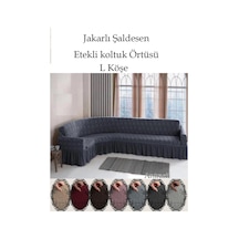Jakarli Şal Desen L.köşe Koltuk Örtüsü, Koltuk Kılıfı Antrasit 350cm Antrasit