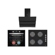 Simfer Turbo Siyah Ankastre Set (7327 Fırın + 3500 Ocak + 8678 Davlumbaz)