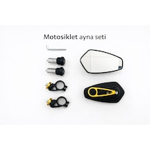 Motosiklet Gidon Ayna Gold - Siyah Renk Tk Siyah - Altın
