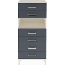 Arges Dolap Tek Raflı 6 Çekmeceli 60x30x134 Aytaşı-antrasit Aytaşı