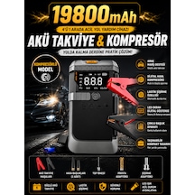 19800 Mah Akü Takviye Ve Dijital Hava Kompresörü 4 Ü 1 Arada Araç Acil Yardım Cihazı