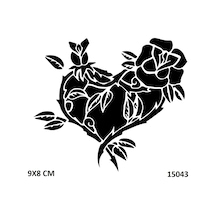Airbrush Tattoo Kalpli Gül Stencil Süsleme Ve Boyama Kalıbı