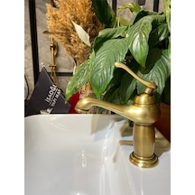 İsaoğlu Yapı Antik Gold Lavabo Bataryası Antik Lavabo Musluğu Country Tasarım Mat Gold Batarya Gold