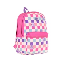 Kaukko Nature Kız Çocuk Üç Bölmeli Pembe Dama Desenli Okul Sırt Çantası - K1787 Pembe - Mor