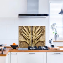 Saban Başak 2 Desenli Cam Kesim Tablası ve Ocak Koruyucu 2' Li 30 x 52 CM