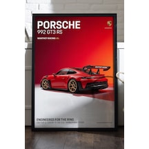 Porsche 992 Gt3 Rs Ahşap Çerçeveli Poster, Dekoratif Araba Duvar Tablosu