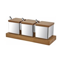 Ahşap Standlı Kare Üçlü Baharatlık Takımı Diğer