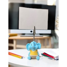 Minik Tatlı Kawaii Sarı Kıyafetli Yavru Fil Fotoğraf Not Tutacağı Ofis Masası Hediye Tutucu Tutacak Mavi