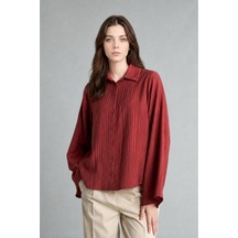 Defacto Relaxed Fit Dokulu Çizgili Uzun Kollu Tunik H7503ax26aubr268 Bordo-br268