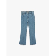 Koton Pamuklu Cepli Slim Fit İspanyol Paça Denim Pantolon Lıght Indıgo 6skg40010ad Açık Mavi