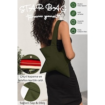 Tuttobene Star Bag Yıldız Çanta Çıtçıtlı İç Cepli Özel Tasarım Omuz Çantası Su Geçirmez Leke Tutmaz Tb052 Haki