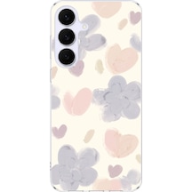 Samsung Galaxy S25 Fe Uyumlu Pastel Boya Bahçesi Çiçek Ve Kalp Baskılı Silikon Kılıf Renkli