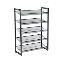 5 Katlı Ayakkabı Rafı, Genişleyen Metal Ayakkabı Rafı Ayarlanabilir Ayakkabı Rafı 15-20 Çift Ayakkabı, Kısa Bot, Topuklular İçin Uygun, 74x104x307cm Koyu Gri Lmr005gb Acı Kahverengi