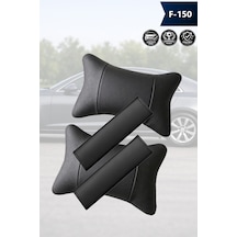 F150 Uyumlu Siyah Lüks Set Deri Kemer Koruyucu Deri Yastık