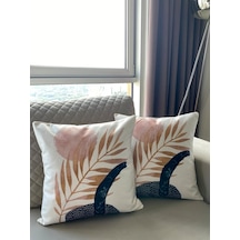 Çift Taraflı Yaprak Desenli Dekoratif 2'Li Kırlent Kılıfı Seti (473328112)