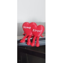 İsim Baskılı Ayaklı Kalp Kişiye Özel İsim Baskılı Dekoratif Hediyelik 3d Baskı Pla Hammadde Adet-Çiftli
