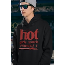 Sevbano Hot Girls Watch Formula 1 Yazılı Unisex Oversize Hoodie Siyah