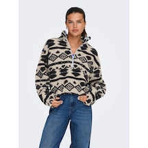 Only Onljanne Life Aztec Teddy Kadın Sweatshirt 15267415 Bej