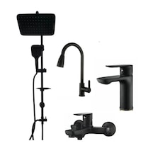Faumix Set401 Siyah Mutfak Lavabo Banyo Bataryası +Duş Seti