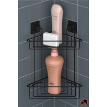 Geseus Yapışkanlı Siyah Iki Katlı Banyo Köşe Rafı Ef257S Çok Renkli