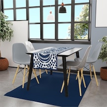 Blue Daisy Runner 140x45cm Mavi Papatyalar, İnce Keten, Uluslararası Yıkama Ve Solmama Sertifikası Çok Renkli