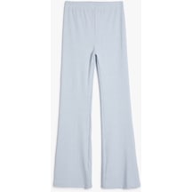 Koton İspanyol Paça Tayt Pantolon Beli Lastikli Dokulu Mavi 4skg40056ak Mavi