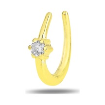 Söğütlü Silver Gümüş Altın Yaldızlı Zirkon Taşlı Sıkıştırmalı Kıkırdak Küpe Barcode Gold - Rose Gold - Rodyum