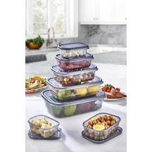 Living Lux 5 Adet Sızdırmaz Hava Almaz Erzak Saklama Kabı Füme 350ml+670 Ml+ 1,2 Lt+2 Lt+3,2 Lt