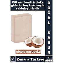 Bitkisel Organik %100 Doğal Saç Yüz Vücut El Nemlendirici Hoş Kokulu Sabun Hindistan Cevizi 4 Adet