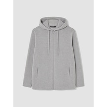 Lcw Everyday Gri Kapüşonlu Kadın Polar Hırka