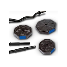 Tan Spor 30 Kg 150 Cm Düz Barlı +z Barlı Dambıl Dumbell Ağırlık Halter Full Set Mavi Kapaklı
