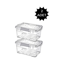 Kilitli Saklama Kabı 2 Boy Adet Larder Saklama Kabı Set 750ml+750ml Plastik Çok Renkli Diğer