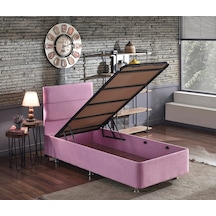 Nironyatak Pinky Baza Ve Başlık - 100 x 200 CM Cm Tek Kişilik Sandıklı Pembe Kuma