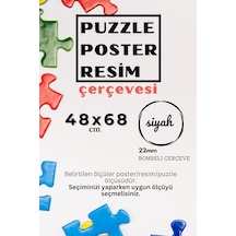 22lik Puzzle Poster Resim Çerçevesi Pvcli Postersiz Resimsiz Çerçeve Siyah, 48x68 Standart