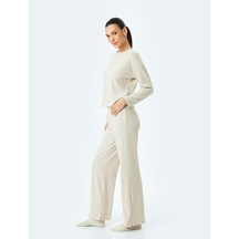 Koton Rahat Kalıp Yumuşak Dokulu Bol Paça Pijama Altı Bej Melanj 5wlk40313mk Bej Melanj