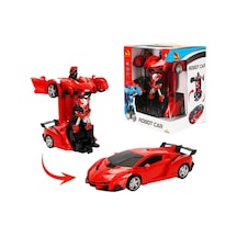 Suncon Işıklı Usb Şarjlı Uzaktan Kumandalı Arabaya Dönüşebilen Robot 43288 Kırmızı Çok Renkli