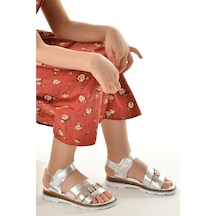 Kiko Şb 2450-58 Orto Pedik Kız Çocuk Sandalet Terlik Gümüş