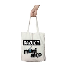Art Hediye Gazoz Nuri Alço Iki Tarafı Kalıcı Baskılı Yıkanabilir Bez Çanta Omuz Çantası Çok Renkli