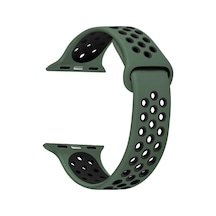 Microsonic Apple Uyumlu  Watch 6 44Mm Sport Band Kordon Yeşil Siyah