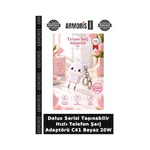 Delux Serisi Taşınabilir Hızlı Telefon Şarj Adaptörü C41 Beyaz 20w