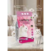 Catbravo Doğal Bentonite- Süper Topaklanan Bebek Pudrası Kokulu Kedi Kumu 10 Lt