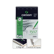 Telli Eskiz Defteri Canson 1557 A3 Spiralli 40 Yaprak 1 Adet 120 Gr 297x420 Mm Üstten Açılmalı Karakalem Sketch Book