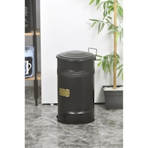 Evistro Pedallı Metal Galvaniz Mutfak Banyo Kapaklı Çöp Kovası 30 Lt Siyah Siyah Tek Ebat 29 X 36 Diğer